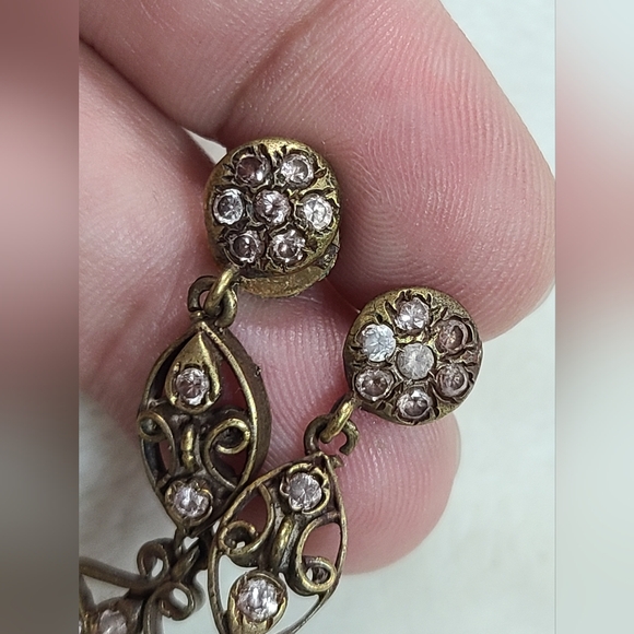 Antique Paste Chandelier Earrings With Clear & Red Stones ***READ DESCRIPTION*** - Picture 16 of 16